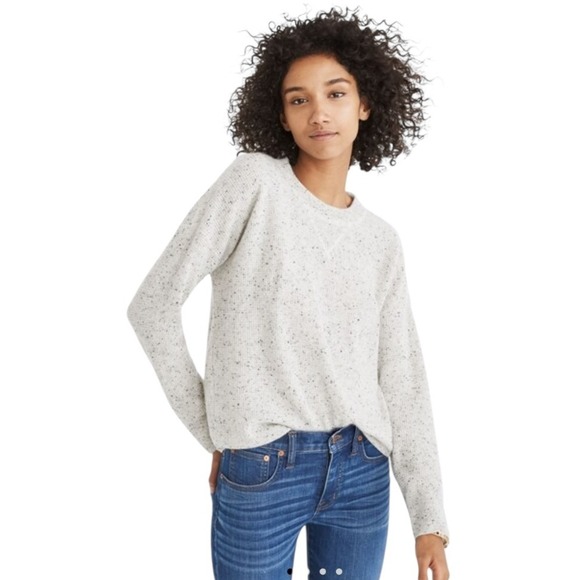 Madewell Sweater Women Medium Gray Speckled Cashmere Knit Pullover Quiet Luxury - Picture 1 of 11
